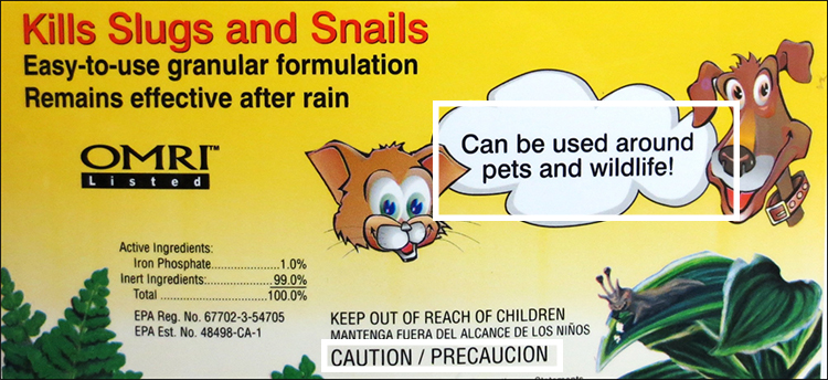 Example pesticide label with signal word CAUTION