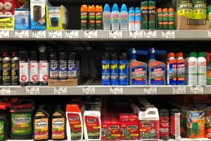 Pesticide products on store shelves