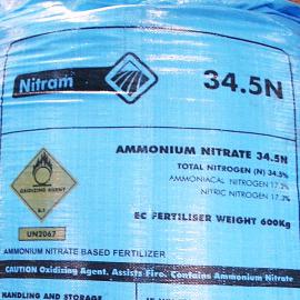 A bag of high-nitrogen fertilizer