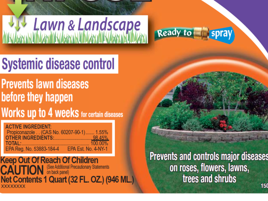 Example herbicide label highlighting active ingredient propiconazole