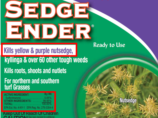 Herbicide label highlighting active ingredient sulfentrazone