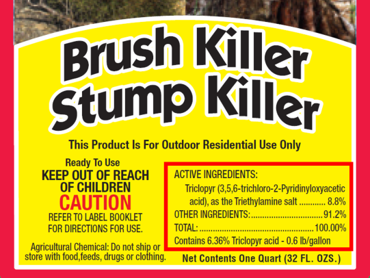 Example label with active ingredient glyphosate