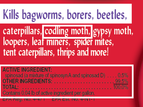 Example label with active ingredient spinosad