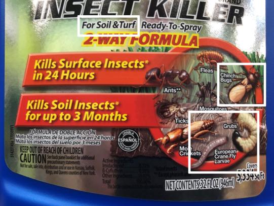 Example product label for systemic insect killer for lawns