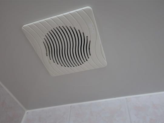 Ceiling fan in bathroom
