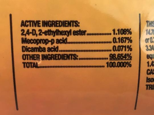 Weed & feed label active ingredients